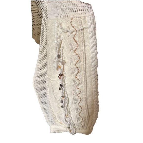 Free People Size M Marakesh Embellished Crochet Sweater Top Ivory Cotton New - Picture 10 of 13